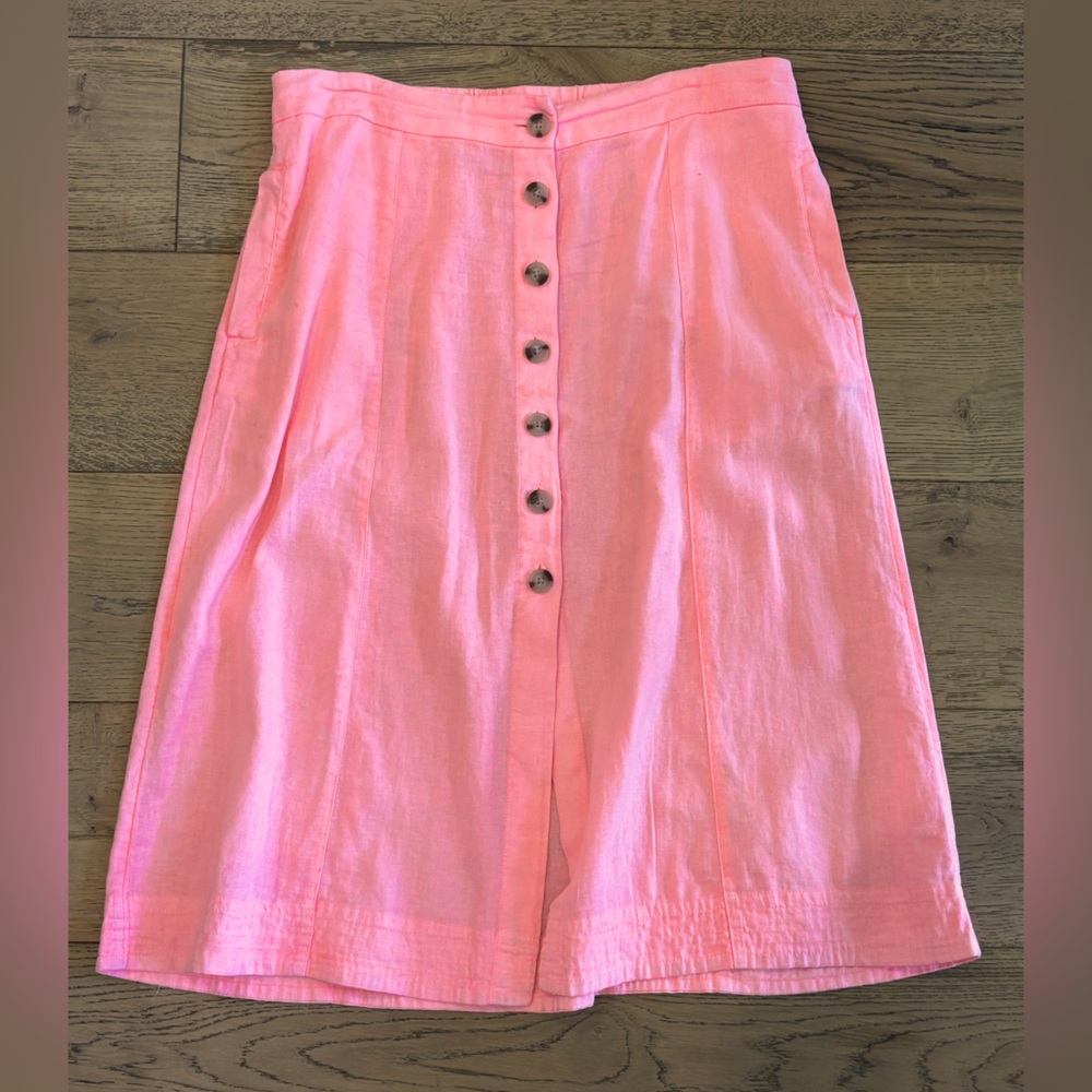 Universal Thread Coral Button-Front A-Line Skirt - Comfy & Lightweight! Sz LG